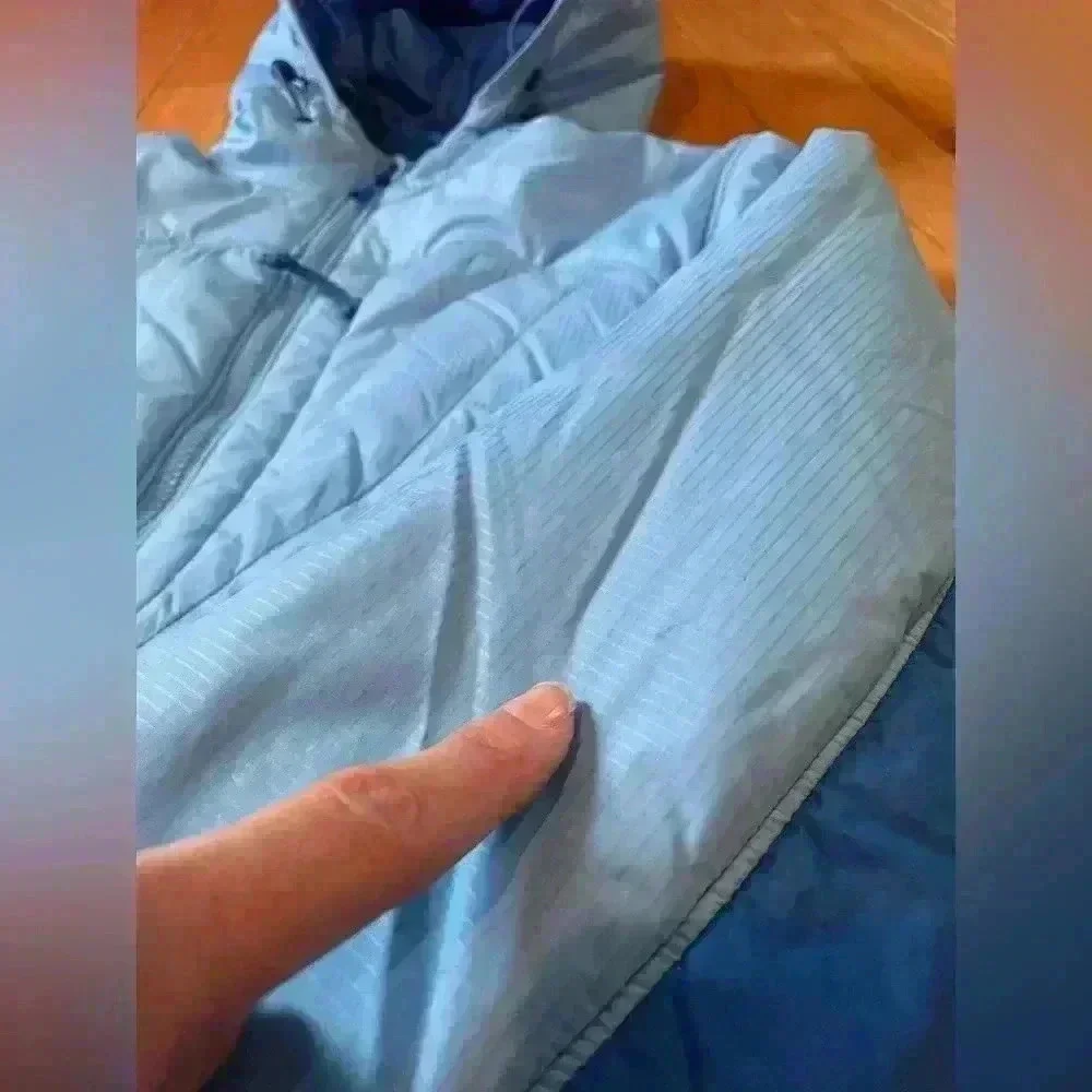 LL Bean Quilted Puffer Jacket Prima Loft Blue Hooded Stowaway Women's Size Small - Picture 14 of 14